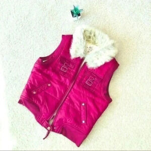 One step up women puffer vest w/faux fur b…